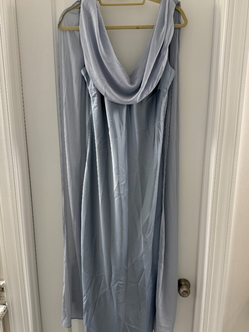 Show Me Your Mumu Maya Maxi Dress – Steel Blue Luxe Satin – Size M